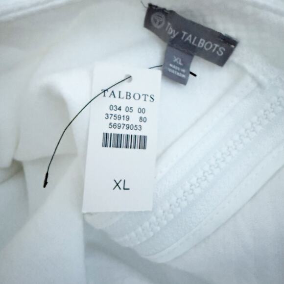 TALBOTS | White Green Navy Blue Jacquard Cable Dress Short Sleeve Cuff | Size XL - Picture 8 of 12